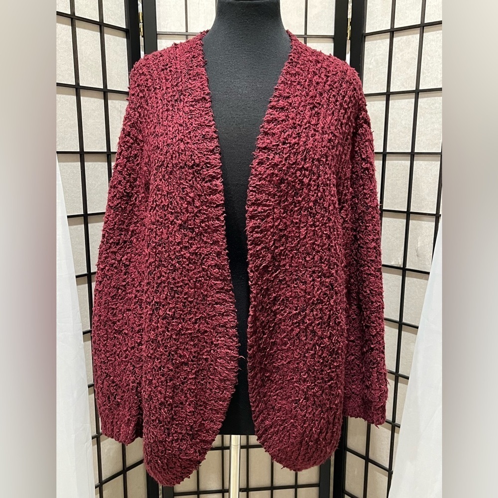 Kensie Maroon Knit OVERSIZED CHUNK CARDIGAN, SWEATER WOMEN SIZE XL: - Picture 4 of 11